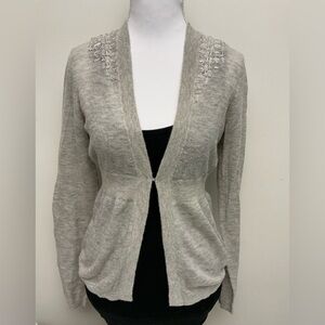 Rebecca Taylor Embroidered Cardigan Sweater women’s S gray Babydoll
